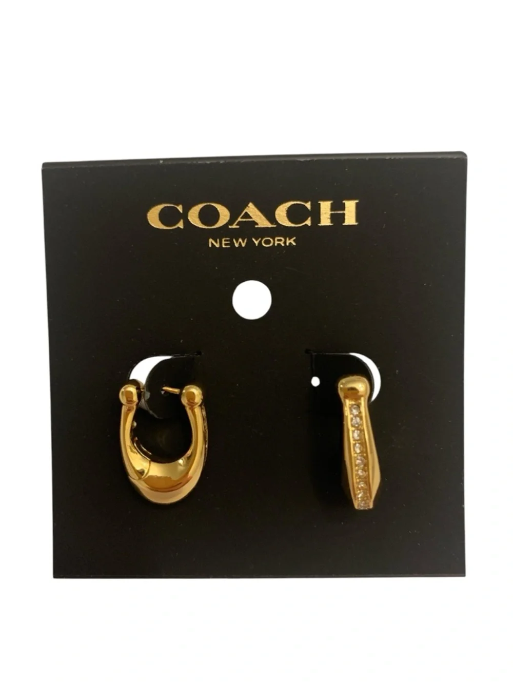 Coach Polished Gold Mini Hoop Earrings - Picture 2 of 4